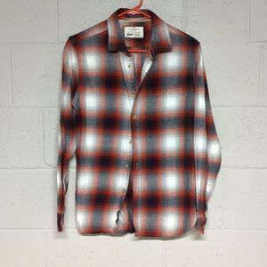 Plaid Flannel Button Down Shirt Unisex Slim Fit Size Small